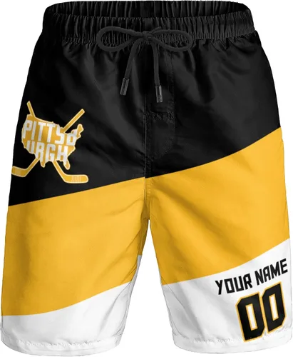 Vista 17 de Custom Hockey Men's Shorts Gifts for Men Casual City Youth Fans Sport Beach Shorts Add Name & Number Quick Dry
