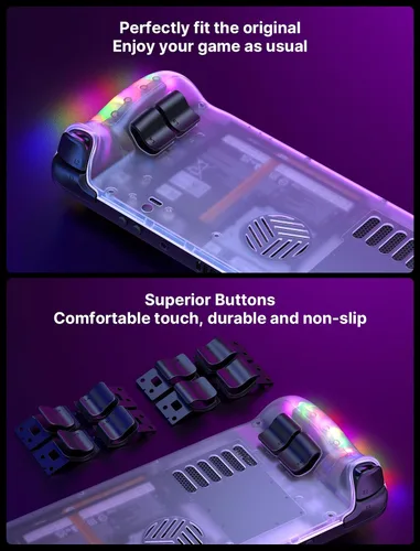 Vista 5 de JSAUX Placa trasera transparente RGB compatible con Steam Deck OLEDLCD, carcasa trasera de repuesto transparente compatible con Steam Deck - PC0106