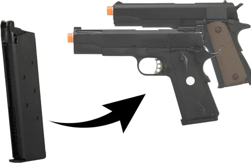 Vista 3 de Lancer Tactical x Armamento del Ejército 25 Ronda Estándar Gas Blowback Airsoft Magazine para R31 1911