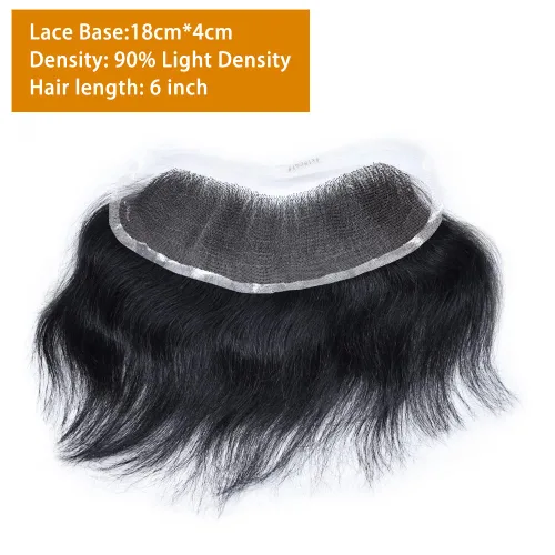 Vista 4 de Pieza frontal de cabello para hombres, extensión de cabello humano virgen de repuesto de línea capilar natural, extensión de cabello frontal