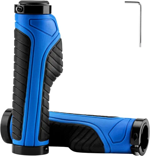 Vista 11 de ROCKBROS Empuñaduras de bicicleta de montaña, empuñaduras para manillar de bicicleta, doble abrazadera de aluminio para MTB BMX, extremos de barra