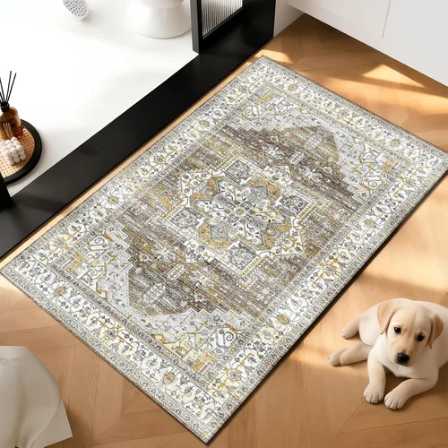Vista 4 de Alfombra de pasillo de 2 x 3 pulgadas, lavable, estilo vintage, suave, antideslizante, para entrada, baño, resistente a las manchas