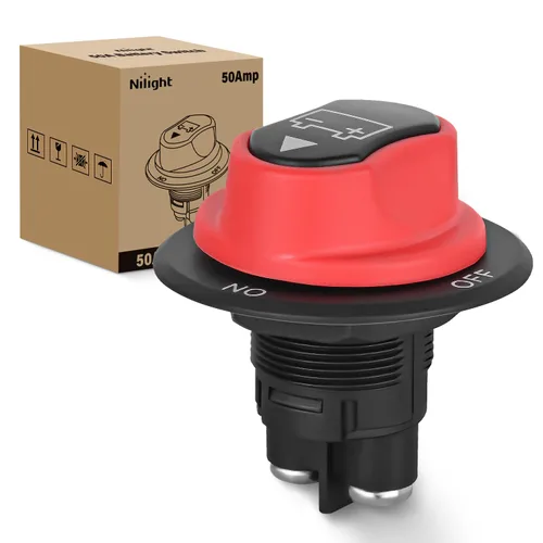 Vista 24 de Nilight Battery Disconnect Switch with Waterproof Key and Cover 12V 24V On Off Battery Master Isolator Cut Off Power Kill Switch for Car Marine Boat
