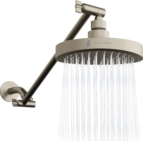 Vista 23 de SparkPod Cabezal de Ducha de Lluvia Redondo con Brazo de Extensión - Cabezal de Ducha de Altura Ajustable con Rendimiento de Alta Presión