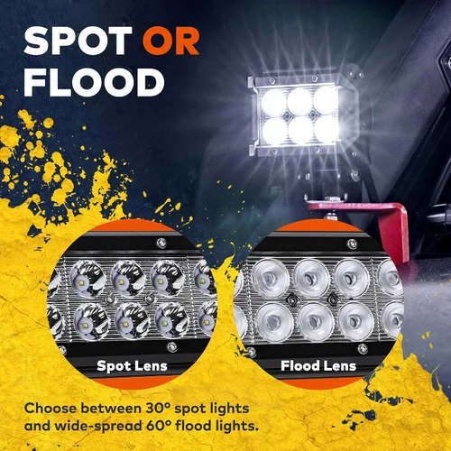 Vista 5 de Faro delantero de 4" LAMPHUS Cruizer de 18W, LED CREE para auto y motocicleta, 4", Inundación