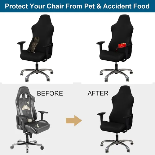 Vista 4 de WOMACO Funda Elástica para Silla Gaming, Funda de Asiento Extensible para Silla de Computadora de Cuero Reclinable Racing con Volantes, Protector