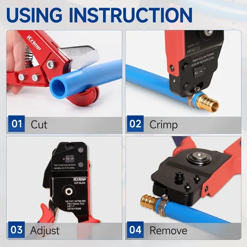 Vista 3 de iCrimp Kit de Herramienta de Pinza para Tubería PEX de Una Mano, Herramienta de Crimpado PEX con Función de Remoción para Anillos de Abrazadera