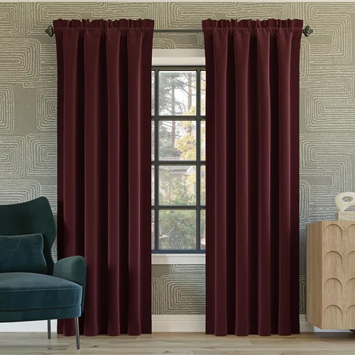 Vista 12 de Sun Zero Oslo Panel de cortina de calidad de teatro con bolsillo para varilla totalmente opaca, 52 x 63 pulgadas, negro