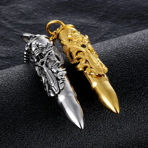 Vista 5 de HUANIAN Dragon Sword - Collar de urna para hombre, diseño de bala