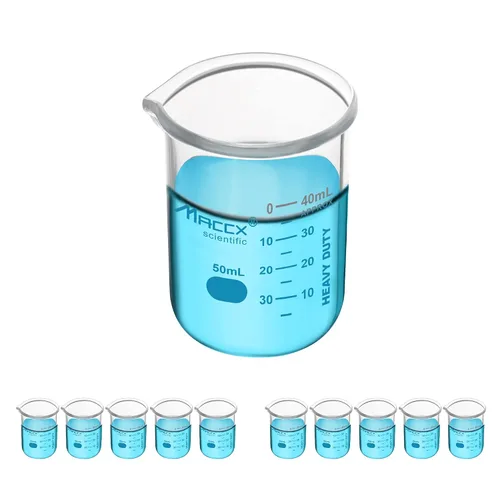 Vista 16 de 34oz (1000ml) Nuevos Vasos de Precipitados de Vidrio Mejorados, Vaso de Laboratorio de Alta Resistencia, 3.3 Borosilicato con Doble Escala