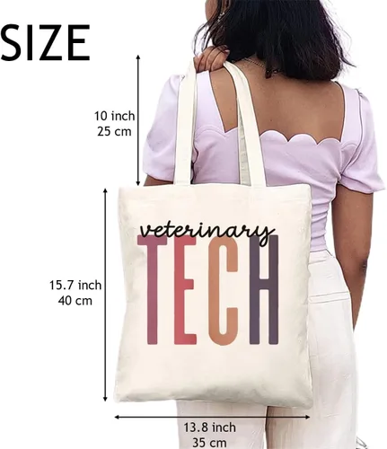 Vista 2 de Vet Tech - Bolsa de lona para mujer, bolsas de compras para técnicos veterinarios, bolsas reutilizables para comestibles, bolsas ecológicas
