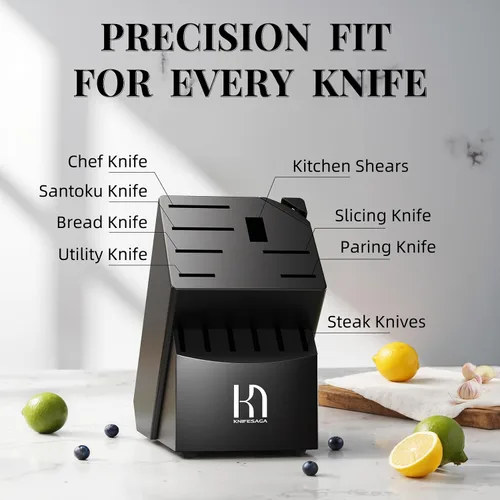 Vista 9 de Juego de cuchillos KnifeSaga Premium, juego de bloque de cuchillos de cocina 14 piezas de acero inoxidable de alto carbono japonés extremadamente