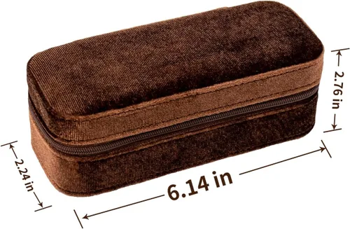 Vista 2 de SANQIANWAN Joyero de viaje de terciopelo de felpa para mujer, de lujo, esponjoso, portátil, pequeño, pequeño, joyero, para aretes, anillos, soporte