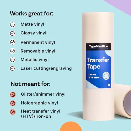 Vista 4 de TapeManBlue Cinta de transferencia transparente para vinilo, rollo de 12 pulgadas x 50 pies, fabricada en Estados Unidos, cinta de transferencia