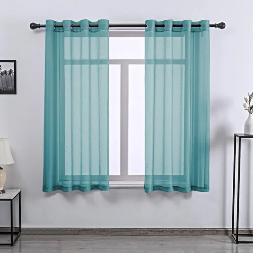 Vista 24 de DONREN 2 paneles de cortina de voile semitransparentes texturizados para ventana de cocina, pequeñas ventanas cortas, cortinas suaves de lujo