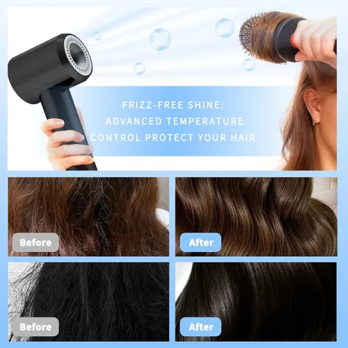 Vista 5 de Secador de pelo para mujer: motor de 110,000 RPM para secado ultrarrápido, 3 temperaturas y 2 ajustes de velocidad, diseño ligero con boquilla