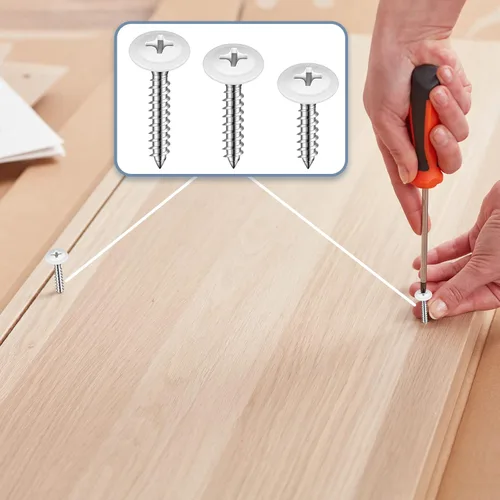 Vista 5 de Demissle 120 unidades #8 Tornillos de madera blancos autorroscantes placas