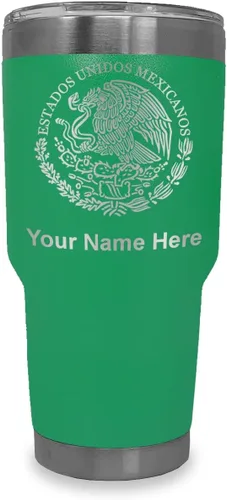 Vista 21 de LaserGram - Vaso personalizado de 20 onzas, bandera de México (negro)