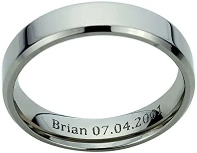 Vista 8 de Anillo de boda de titanio personalizado de ajuste cómodo de 0.157in en tono amarillo