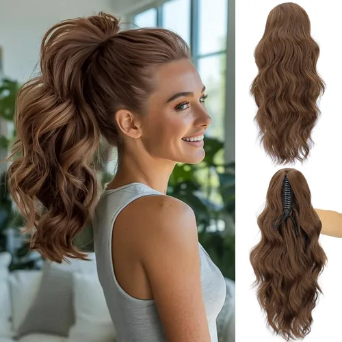 Vista 11 de FREEMEIGE Extensión de Cola de Caballo Negra con Cordón Extensión de Cola de Caballo Larga y Ondulada para Mujeres Extensión de Cabello de Cola de 1b