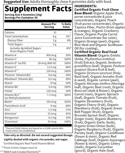 Vista 6 de Garden of Life Organics - Gomitas de vitaminas para hombre, sabor bayas, certificado orgánico, sin OMG, veganas, Kosher Complete Multi - Metil B12