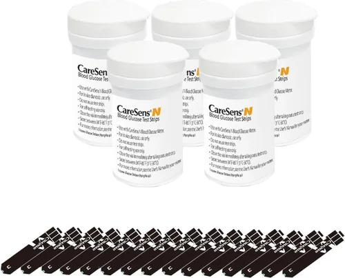 Vista 3 de CareSens N Tiras de prueba de glucosa en sangre (50 unidades) - Solo para kits de medidores familiares CareSens N..