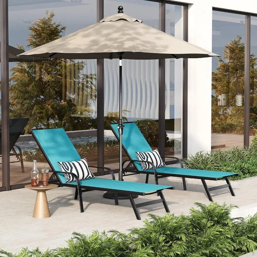 Vista 6 de 2-Pack 5-Position Adjustable Outdoor Reclining Lounge Chairs Sky Blue