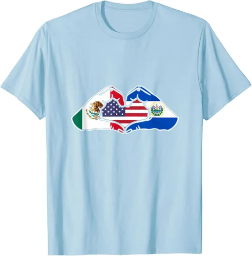 Vista 88 de Corazón manos México, El Salvador y Estados Unidos. Camiseta, Negro