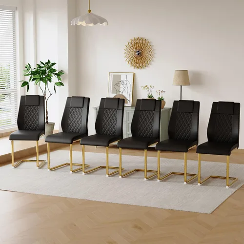 Vista 9 de gopop Juego de 4 sillas de comedor, modernas sillas de cocina y comedor con patas de metal galvanizado, sillas laterales tapizadas para comedor