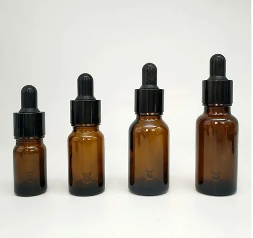 Vista 3 de ausuky - 2 botellas de vidrio ámbar marrón con gotero de goma, pipeta E jugo barba aceite 0.2 fl oz