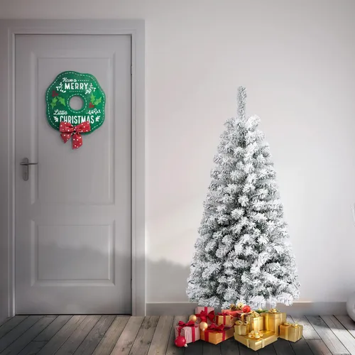 Vista 2 de National Tree Company First Traditions - Árbol de Navidad flocado de acacia, 4.5 pies