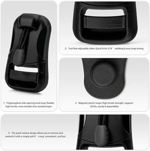 Vista 3 de OsmaR Hebilla magnética de liberación rápida para cascos, mochilas y hebilla de repuesto para equipos de exteriores, 2-PCS-HL16-Negro