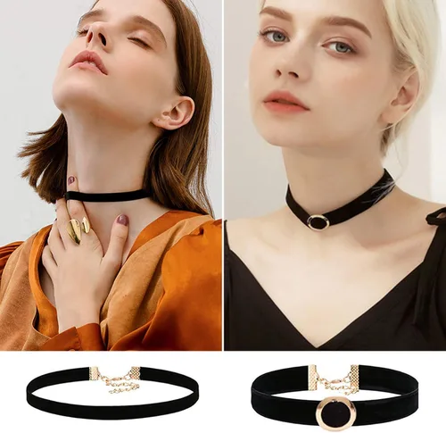 Vista 4 de Prohouse Black Womens Chokers Gothic Collar Lace Velvet Chocker Pendant Necklaces Set for Teen Women Girls