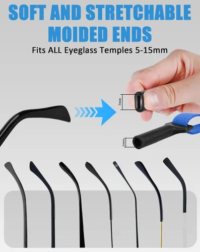 Vista 5 de BILIONE Correa de vidrio sin cola para gafas, cordón para lentes de sol para hombres y mujeres, soportes ajustables para gafas alrededor del cuello