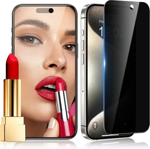 Vista 12 de WHPXJY Paquete de 2 + 3 protectores de pantalla de privacidad para iPhone 15 con protector de lente de cámara, antiarañazos, sin burbujas, fácil