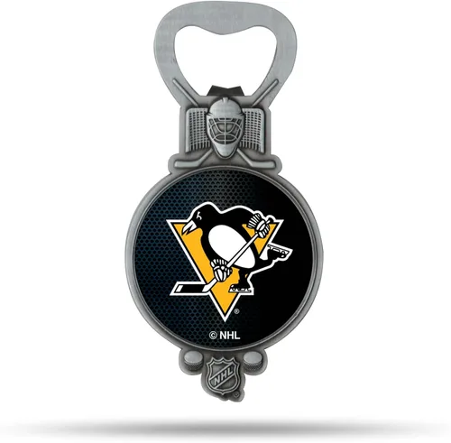 Vista 8 de Rico Industries NHL - Abrebotellas magnético de hockey, acero inoxidable, imán fuerte para exhibir en el refrigerador