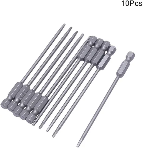 Vista 2 de Auniwaig Broca de llave Allen de cabeza hexagonal, vástago hexagonal de 1/4 de pulgada, punta hexagonal métrica S2 de acero, puntas magnéticas H2