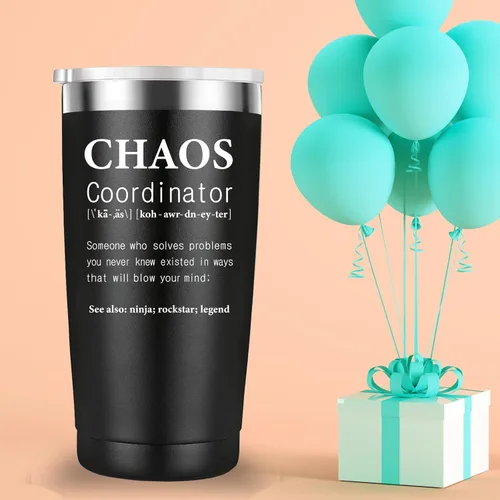 Vista 3 de Mamihlap Chaos Coordinator - Taza de viaje para compañeros de trabajo, regalos de coordinador del caos. Divertidos regalos inspiradores
