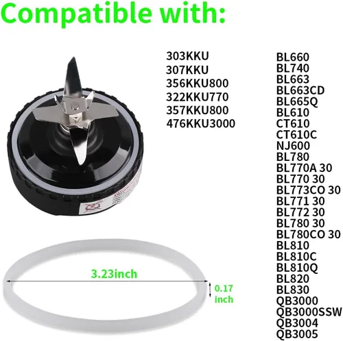 Vista 4 de Anillo de sellado de junta de goma de repuesto compatible con Ninja Blender (4 piezas de 3.2 pulgadas)
