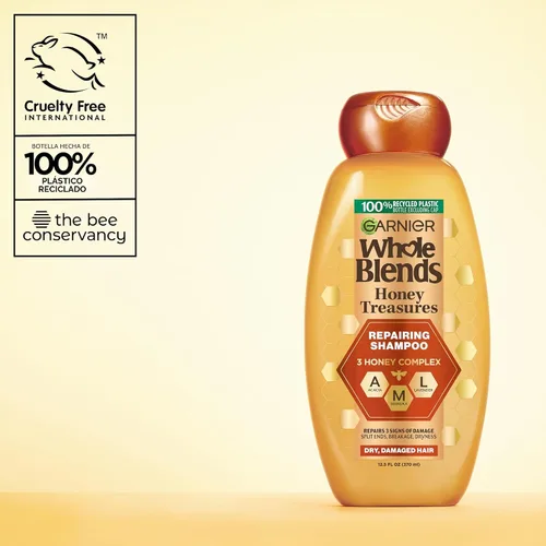Vista 9 de Garnier Whole Blends Honey Treasures Champú reparador, para cabello seco y dañado, 22 onzas líquidas, 2 unidades (el embalaje puede variar)