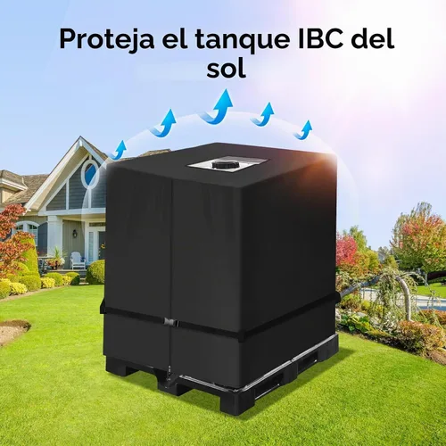 Vista 7 de NEVERLAND Funda para IBC Tote 275 Galones, 420D Cubierta para Tanque de Agua, Negra, Protector Solar para Tote, Resistente al Agua, Compatible