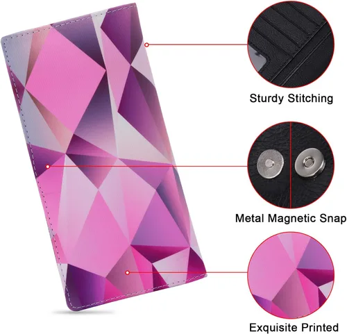 Vista 121 de HUA ANGEL Billetera ultra delgada para mujer, con bloqueo RFID, tarjetero de crédito, plegable, largo, hebilla magnética, billete para mujer, Owl