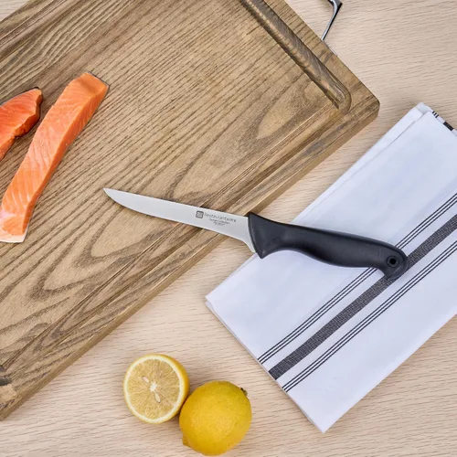 Vista 3 de Restaurantware Sensei - Cuchillo para deshuesar de 6 pulgadas con pines codificados de colores, cuchillo de acero alemán negro resistente a