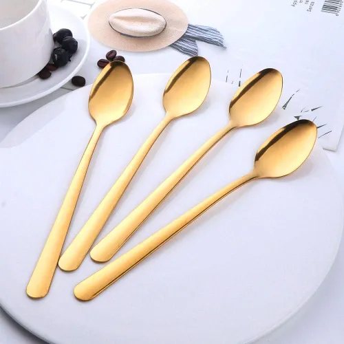 Vista 6 de Cuchara de mango largo, cuchara de té helado, cuchara de café, juego de cucharas de acero inoxidable, cuchara para helado, cuchara larga, cuchara