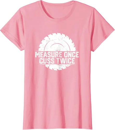Vista 12 de Measure Once Cuss Twice, divertida camiseta de regalo para carpintería, Negro, S