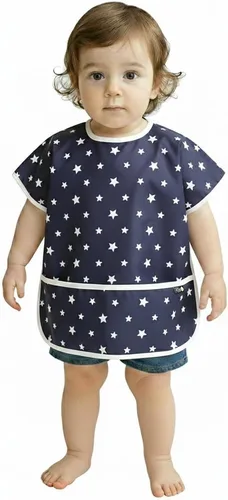 Vista 11 de Plie Short Sleeve Waterproof Bib for Toddlers – Easy Clean Feeding Apron for Mealtime, Daycare, Self-Feeding, Lightweight