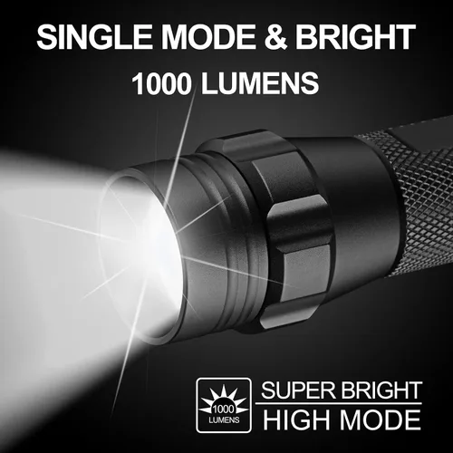 Vista 2 de ULTRAFIRE Linterna táctica con funda, linterna LED de un solo modo 1000 linterna de cinturón de trabajo de alto lumen con soporte, linternas