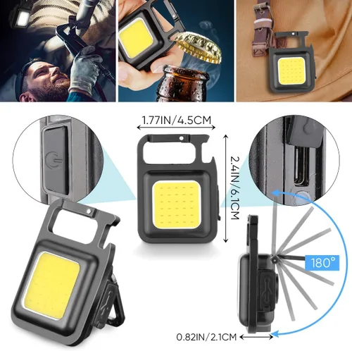 Vista 8 de Linternas LED recargables con luz lateral y pantalla de alimentación digital, 5 modos de iluminación súper brillante con luz de trabajo COB