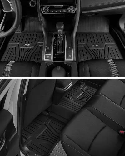 Vista 9 de 3W Alfombrillas de piso compatibles con Honda Civic Sedan 2016-2021 & Hatchback 2017-2021 & Coupe 2016-2020, revestimiento de piso de ajuste