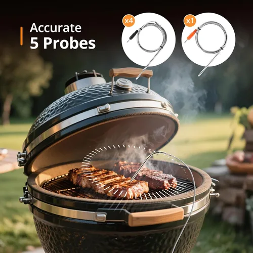 Vista 7 de Controlador de temperatura para barbacoa 5G Wi-Fi y Bluetooth INKBIRD, ventilador automático para ahumador con pantalla LCD para parrilla
